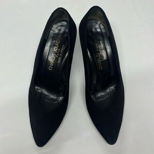 Vintage Charles Jourdan Paris Black Suede Heels Size 8